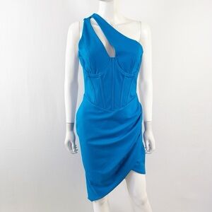 Lavish Alice Blue One Shoulder KINSLEY Corset Dress Size 10 Cocktail Party NEW